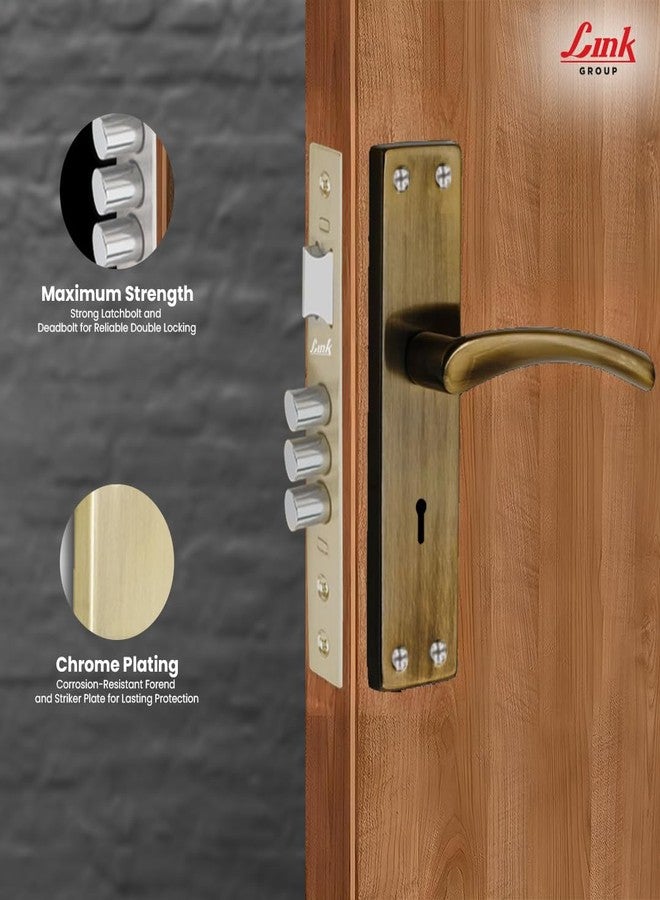 Link Prima Mortise Door Lock Handle Set | 200mm| Suitable for Left & Right Handed Doors | Antique Brass | Both Side Key, 6 Lever | Premium Aluminium Build | 1,00,000+ Cycle Tested | 2-Year Warranty - Image 3